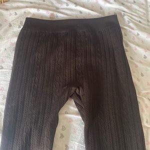 Leggings with imprints on them really soft in the inside really comfy